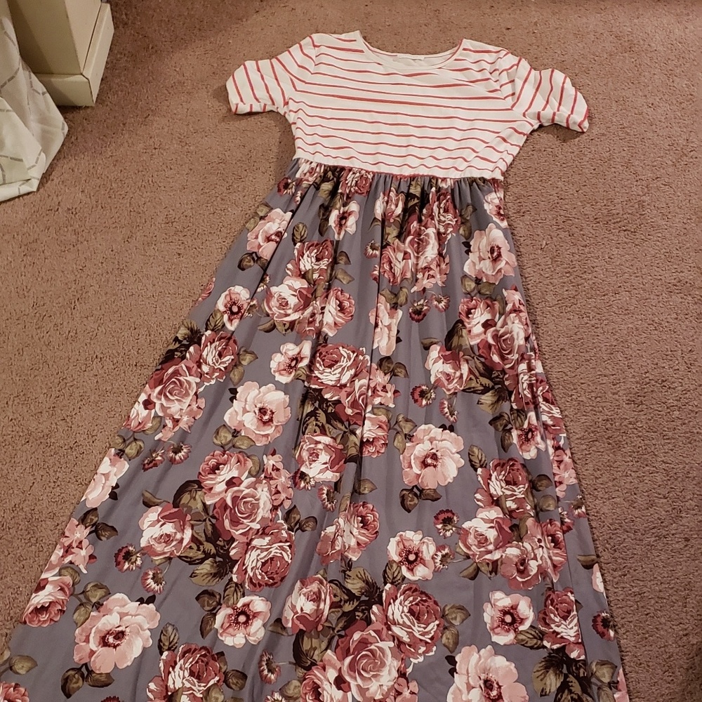 Floral Striped Maxi Dress